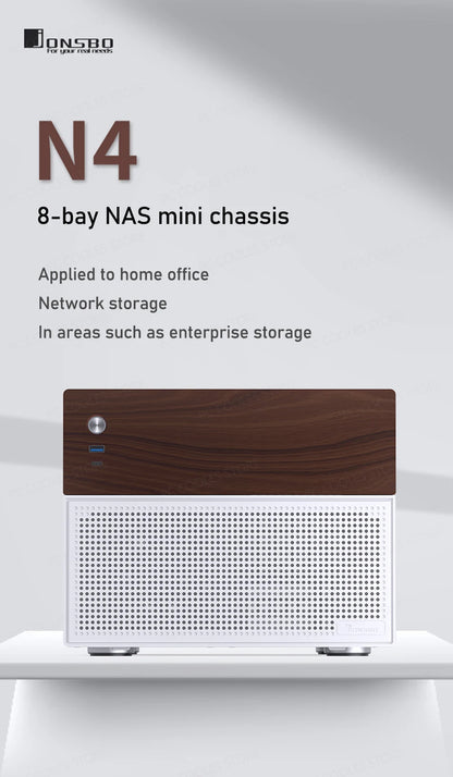 JONSBO N4 NAS Mini Case ITX/M-ATX Motherboard SFX Power 6 Large and 2 Small Hard Disk Bit Home Office Server PC Chassis.