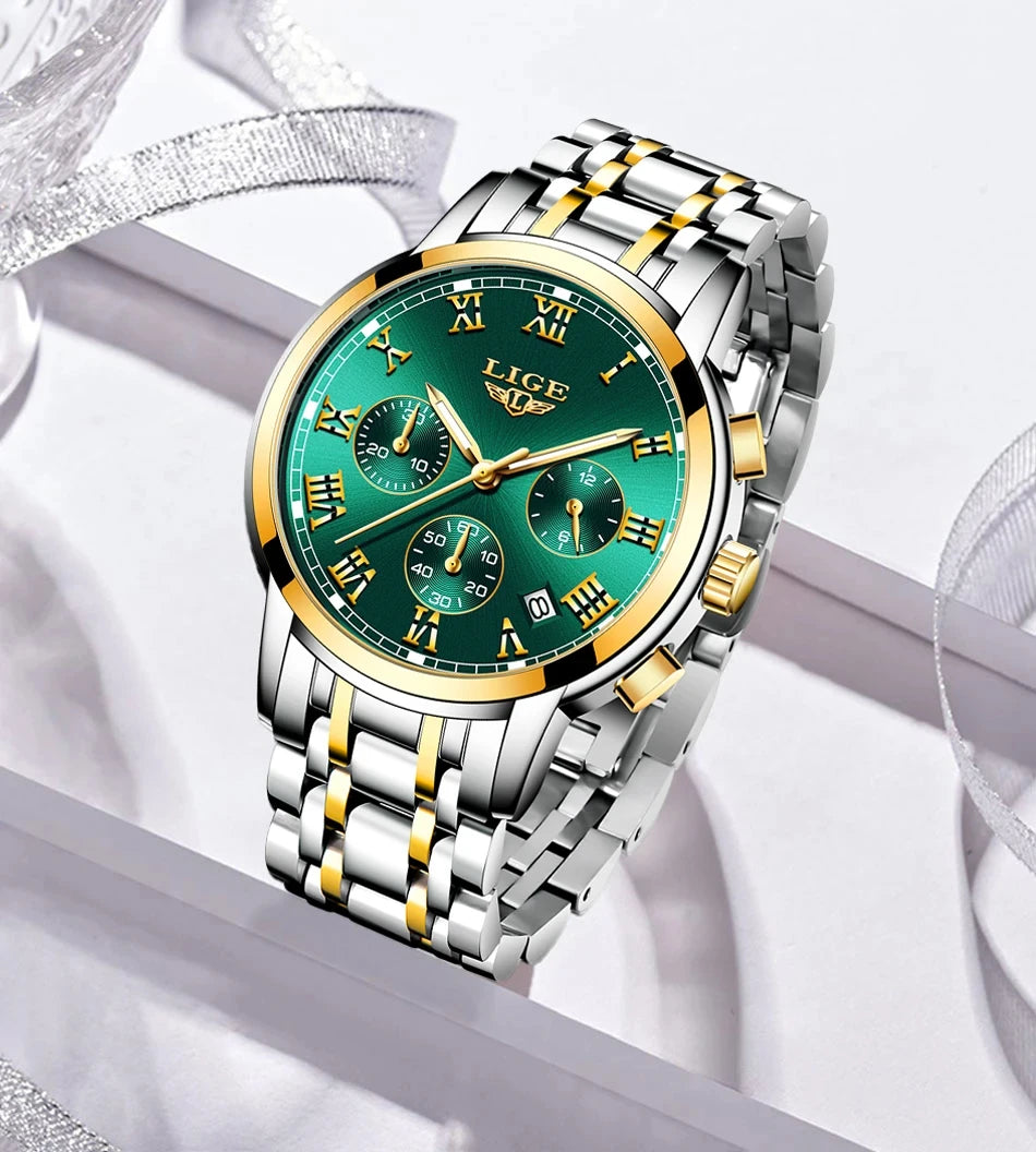 LIGE 2024 New Fashion Women Watches Ladies Top Brand Luxury Creative Steel Women Bracelet Watches Female Quartz Waterproof Watch.