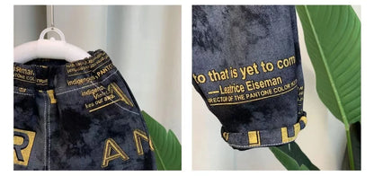 Boys Set Spring and Autumn 2024 New Children's Handsome Clothes Trendy Baby Autumn Fashion Cowboy Two Piece Set Kids Outfits.