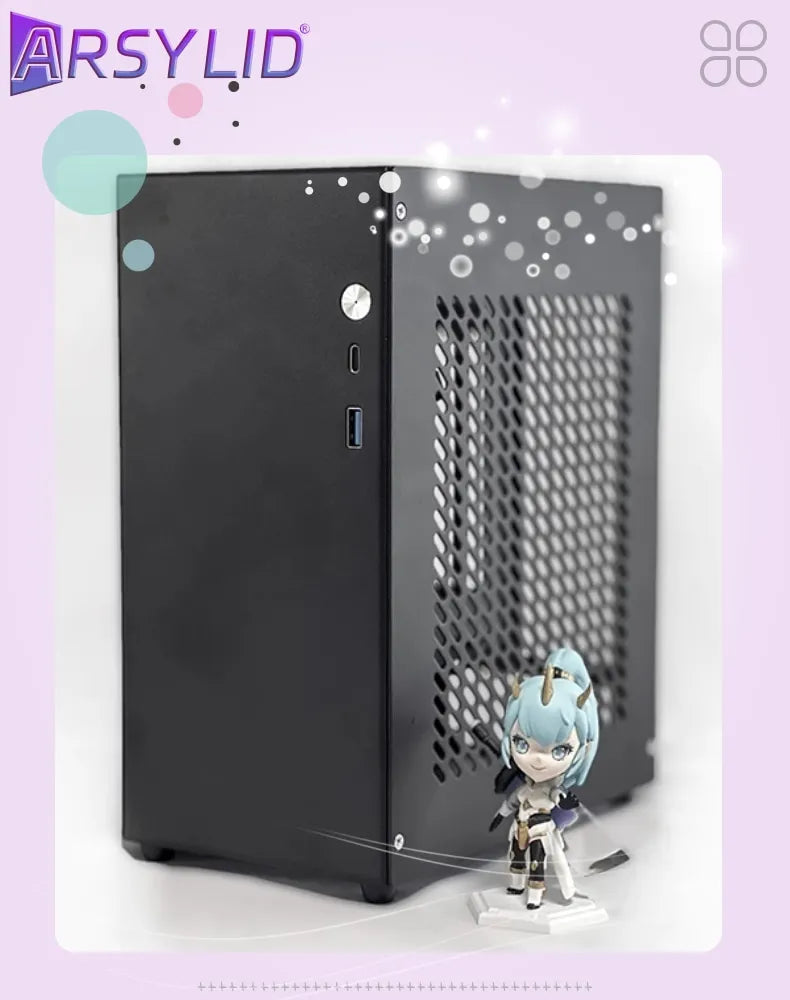 ARSYLID M24 pro ITX A4 Computer Case 5L 190mm Graphics Card Tpye-C Flex PSU 47mm Radiator Mini PC Chassis.