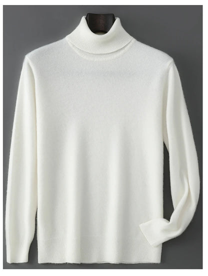 2025 Autumn/Winter High Collar Men's 100% Pure Wool Stylish Youth Loose Knitted Outerwear Flip Collar Casual Base Men's Sweaters.