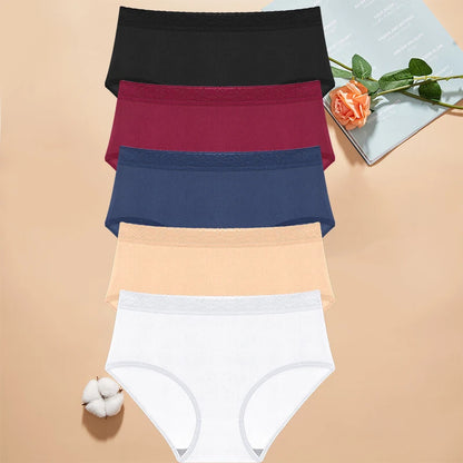 5Pcs Sexy Ice Silk Briefs Large Size Underwear 0XL-4XL Panty Women's Seamless Underwears 8 Solid Color Breathable Underpants