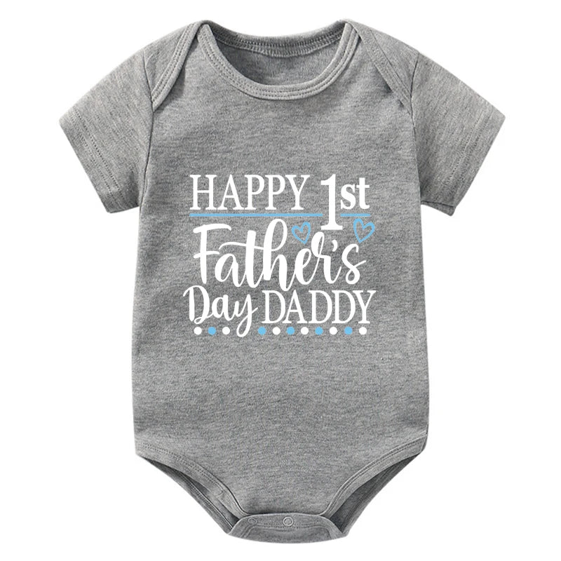 Happy 1st Vatertag Papa Druck neugeborenes Baby Jungen Mädchen Stram pler Kleidung Kleinkind Sommer Kurzarm Body Väter Tag Geschenke