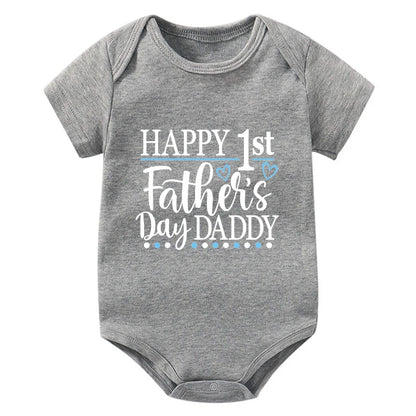 Happy 1st Vatertag Papa Druck neugeborenes Baby Jungen Mädchen Stram pler Kleidung Kleinkind Sommer Kurzarm Body Väter Tag Geschenke