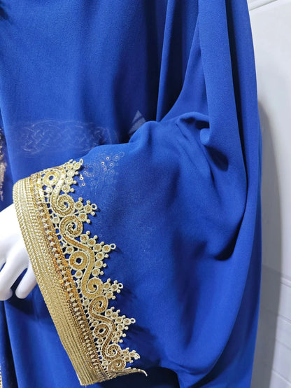 Eid Frauen Abaya Kleid Muslim 2-teiliges Set Strickjacke mit Innenkleid Schnürmantel Kaftan Robe Jalabiya Ramadan Marokko Kaftan 2025