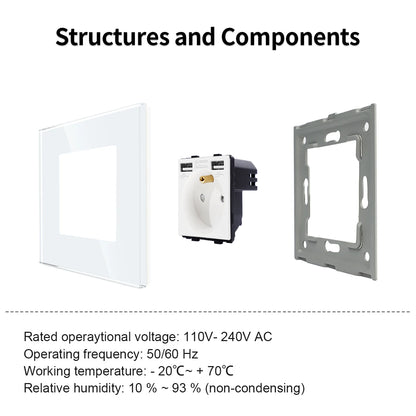 Frankreich Standard Doppelsteckdosen Französische Typ-C-Steckdosen 110-250 V Glasscheibe USB-Ladeanschluss Elektrischer Stecker Heimwerker.