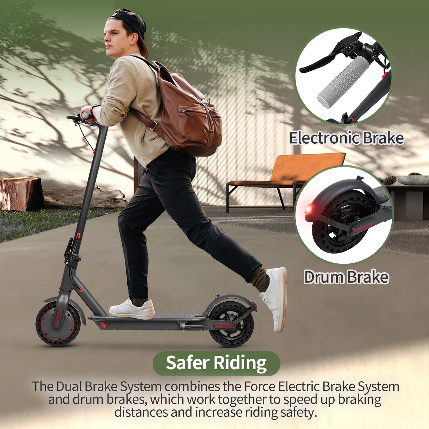 AOVOPRO LP10 500W Electric Scooter 42V 10.5Ah 35KM/H 35KM Long Range 10 Inch with Shock Absorption Smart Foldable EScooter
