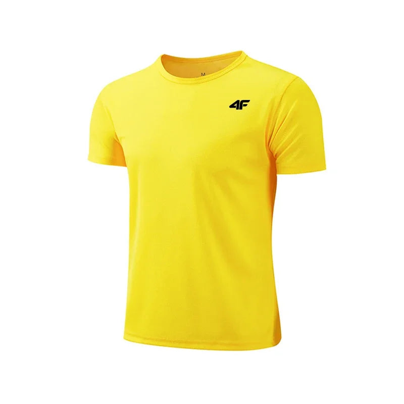 Men's Summer Exercise Trainning T-shirt High Quality Breathable Quick Dry Short Sleeved Top Marathon Gym Fitness Basketball Tees.