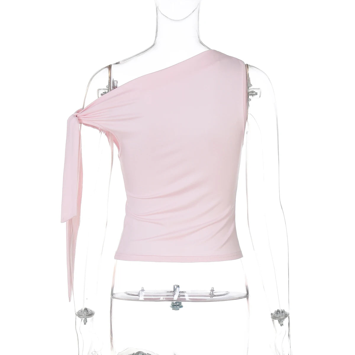 Dulzura Ladies Inclined Shoulder Sleeveless Slim Fit Lace Up Tank Top Solid Sexy Casual Y2K Top Party Club Street Summer Clothes