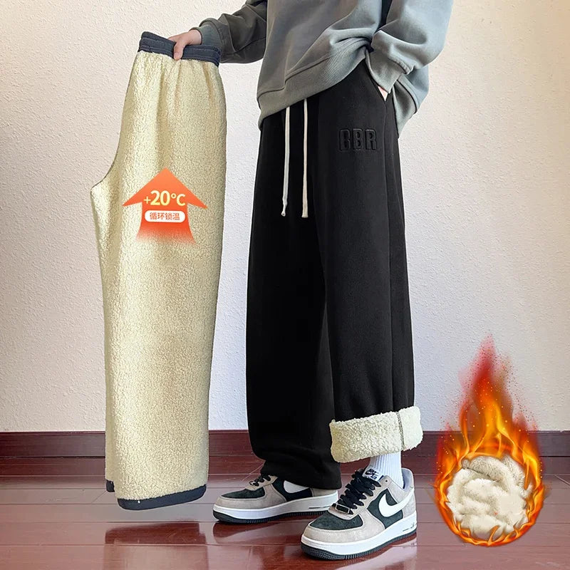 M-7XL Large Size Men's Down Pants Winter 2024 New Thick Lamb Down Casual Low-waist Cotton Pants Oversized Warm Straight Joggers.