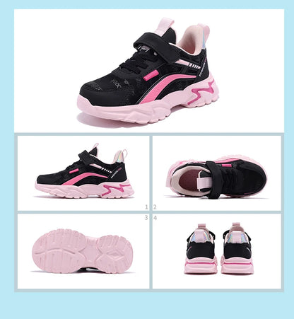 Kids Casual Pink Girls Leather Shoes Fashion For 7-15y Lightweight Running Young Student's Children Sports Girl's Shoe NBGAGA.