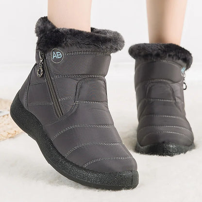 Boots Women's Ankle Boots With Fur Waterproof Snow Botas Mujer Elegant Winter Shoes For Woman Winter Boots Casual Black Footwear