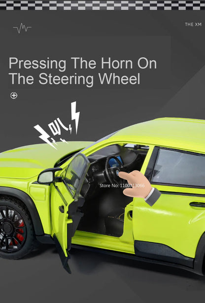 1/24 The XM Alloy Car Models Toy Diecasts Off-road Vehicles with Light Sound Pull Back Function SUV Car Toys for Kids Boys Gifts.