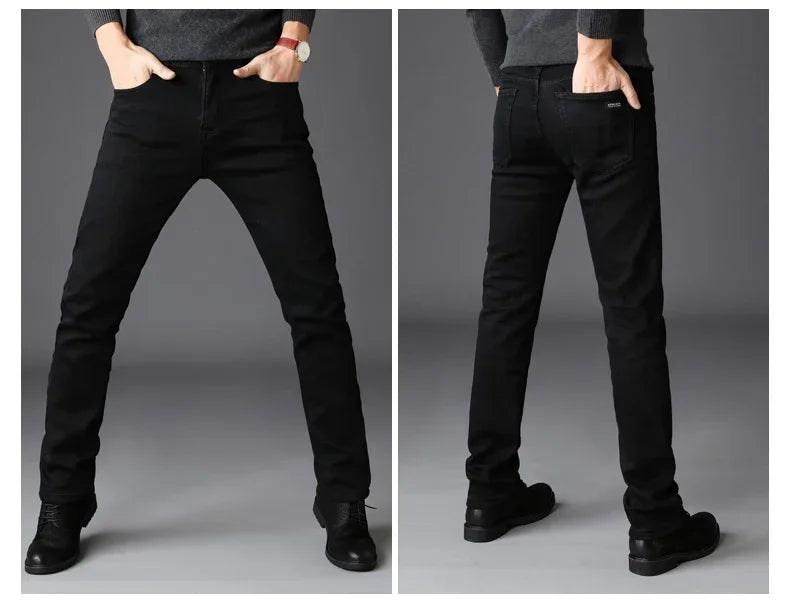Men Classic Advanced Fashion Brand Jeans Jean Homme Man Soft Stretch Black Biker Masculino Denim Trousers Mens Pants Overalls.