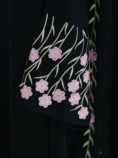 Muslim Women Dubai Abaya luxury embroidery Floral Long Dress Kaftan Flower Ramadan Robe Femme Islam African Dresses Kebaya.