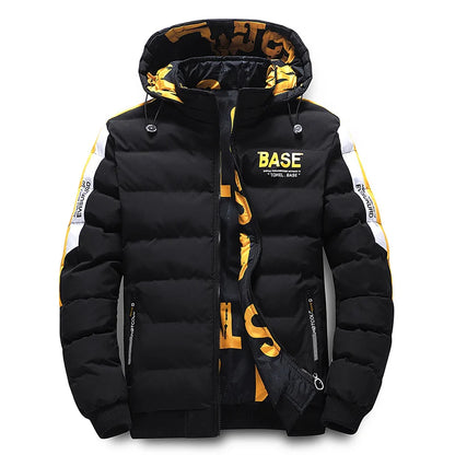 Double Sided Outerwear Men's New Cotton Padded Parkas Men Autumn Winter Jacket Brand Warm Comfortable Down Jacket Removable Hat.