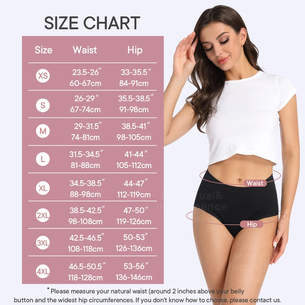 High Waist Washable Menstrual Panties Heavy Flow Overnight Reusable Comfortable Leakproof Absorbent Underwear.