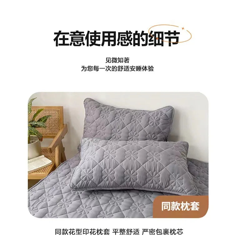 Flower Pattern Adjustable Fitted Sheet Quilted Cotton Fabric Mattress Protector With Elastic Band 90/120/150/180 Solid Color Bed.