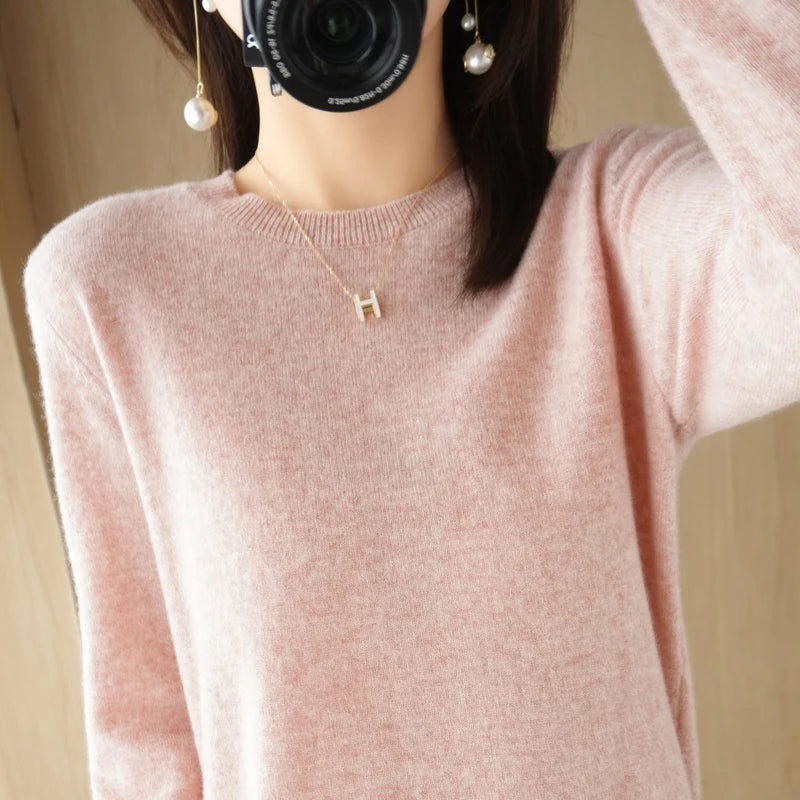 Herbst Winter frauen Pullover Oansatz Kaschmir Solide Pullover Schlank Bodenbildung Shirt Langarm Casual Grundlegende Pull Femme Pullover