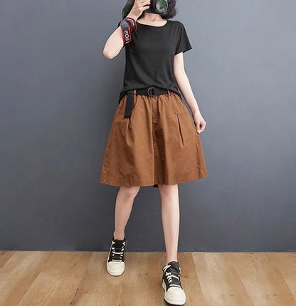 Women's Shorts Half Baggy Mid Length Wide Black Female Short Pants Loose Bermuda Knee Low Price Classic Harajuku Fashion New In.
