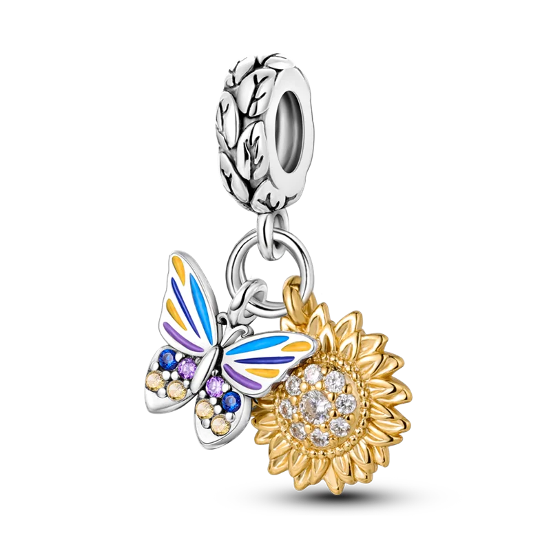 Flowers Series 925 Sterling Silver Sunflowers Tulip Carnation Charms Fit Original Bracelet  For Women Jewelry Making