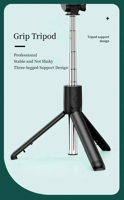 Cell Phone Selfie Stick Tripod Blue-tooth Remote Wireless Selfi Stick Phone Holder Stand with Beauty Fill Light for Phone.