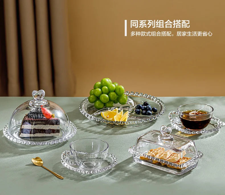 Divided Fruit Plate Glass Dried Fruit Candy Plate Household Side Dish Plate Breakfast Plate Fat-reduced Meal Plate Tableware.