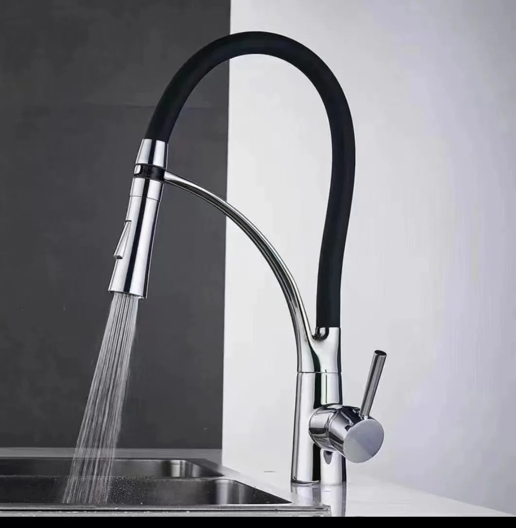Kitchen Faucet Swivel Pull Down Black Hose Kitchen Sink Faucet Sink Tap Mounted Deck Bathroom Hot And Cold Water Mixer Crane