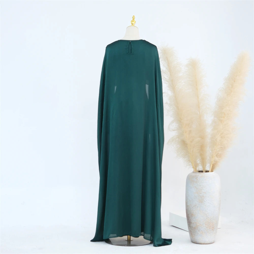 Ramadan Satin 2 Piece Abaya Modest Muslim Sets Kebaya African Dresses For Women Robe Femme Musulmane Caftan Marocain Vestidos.