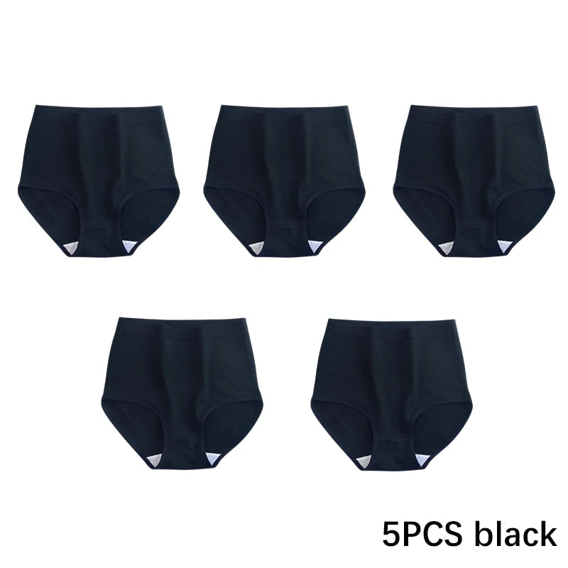 FallSweet 5PCS/set Women’s Cotton Panties Seamless Plus Size Briefs Solid Underwear Soft Breathable Underpants Female Lingerie.