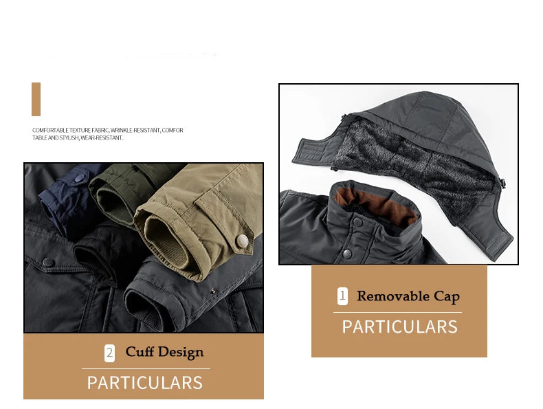 Thick Coat Winter Outdoor Running Sports Windproof Warm Fleece Hooded Cargo Jacket Men Removable Hood Thick Warm Fleece Jacket.