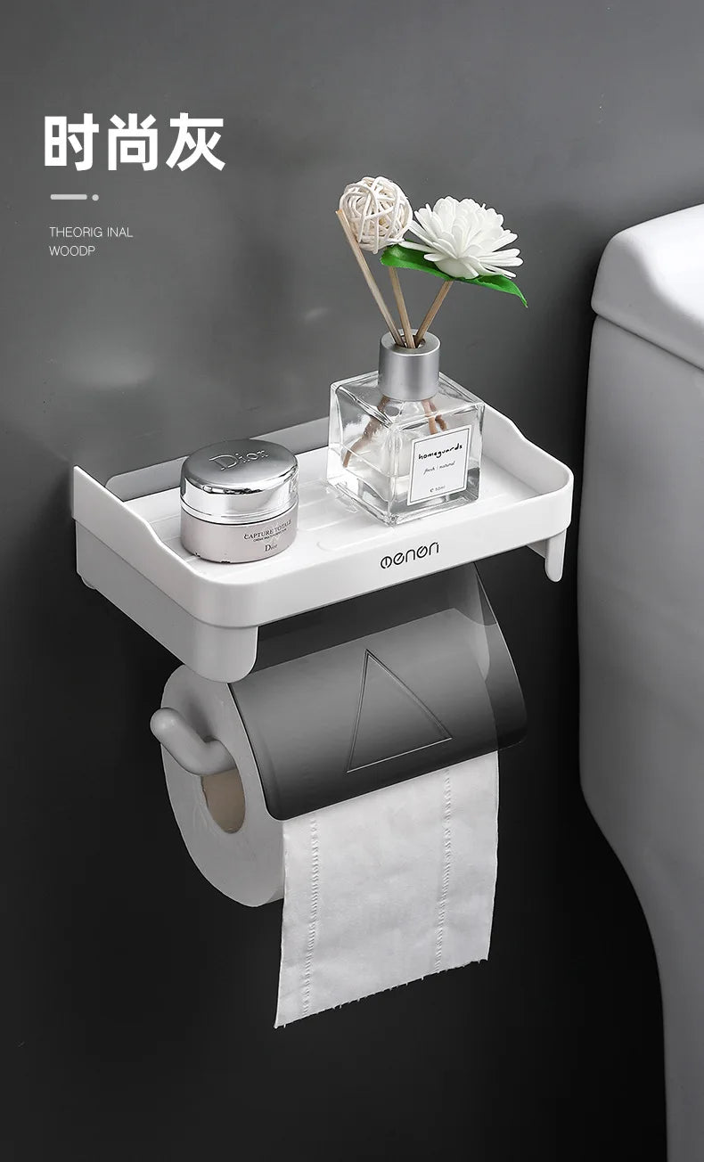 Wand Halterung Toilettenpapier Halter Top Kleinigkeiten Lagerung Kunststoff Wasserdichte Rollen Papier Lagerung Rack Badezimmer Tissue Organizer Regale