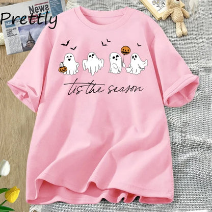 Tis The Season Herbst T-Shirt Süßes Damen-Halloween-T-Shirt Kürbissaison Thanksgiving Herbst-T-Shirt Damenbekleidung
