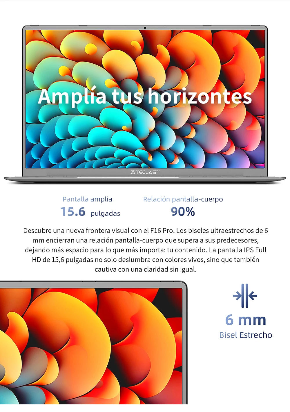 【New】Teclast F16Pro Laptop 15.6 Inch 1920X1080, 12Gb / 16Gb Ram, 256Gb / 512Gb Rom, Backlit Keyboard, for Intel N95, Mini-Hdmi.