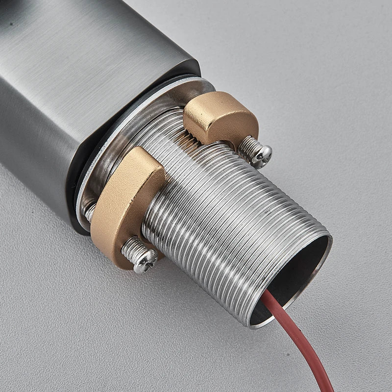 Touchless Sensor Basin Faucet Smart Digital Display Bathroom Sink Faucet Grey Sense Hot Cold Water Mixer Tap Battery Power