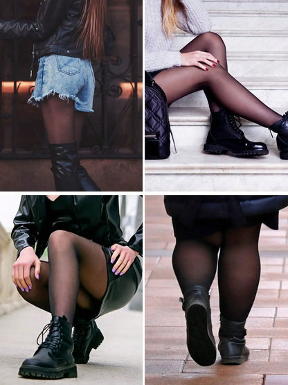 Luxtrada Womens Plus Size Thick Winter Tummy Control Fleece Lined Sheer Tights Fake Translucent Warm Leggings Thermal Opaque