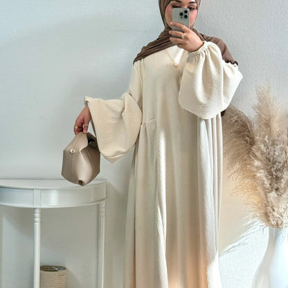 Winter Corduroy Abaya Warm Muslim Dress Closed Abayas for Women Dubai Luxury Turkey Kaftan Hijab Robe Ramadan Eid Islam Clothes
