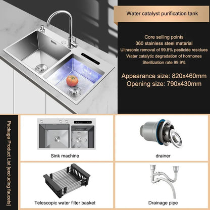 Kitchen Sink Stainless Steel Dishwashing Sink Ultrasonic Sink Dishwasher Multifunctional Intelligent Net Washer For Kitchen