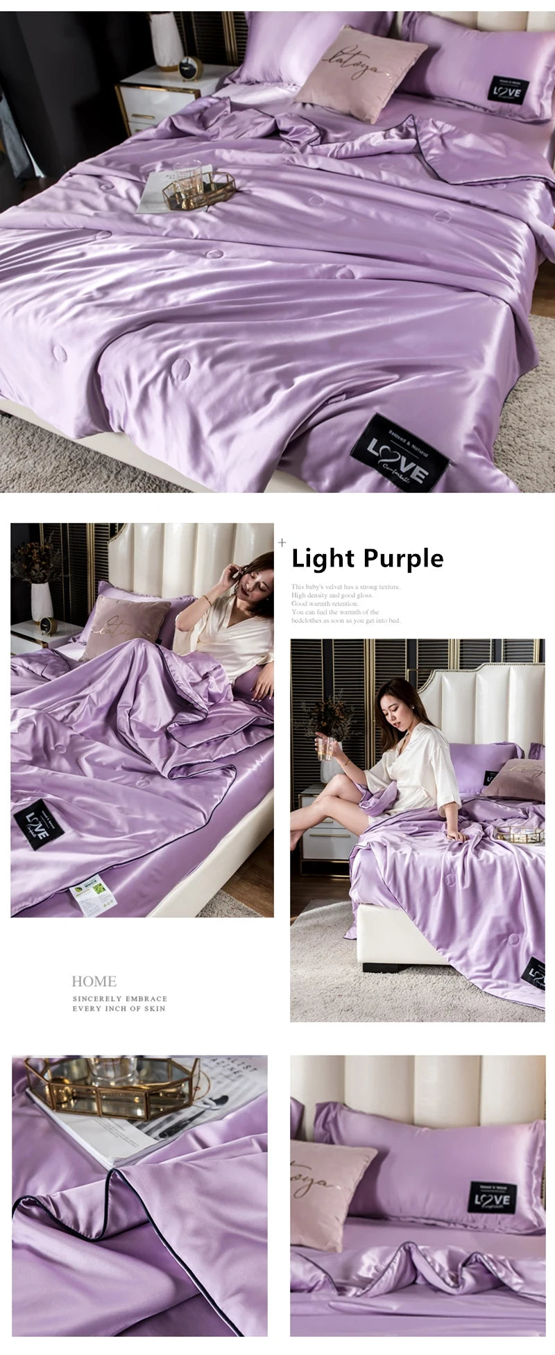 Summer Mulberry Silk Comforter Duvet Insert Luxury Natural Silk Blanket Satin Bedding Quilt Queen Single Double Twin Size Bed.