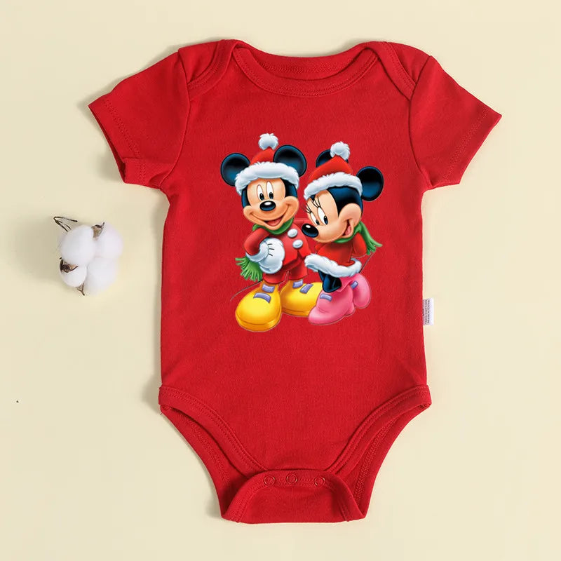Weihnachten Neugeborene Baby Roten Strampler 100% Baumwolle Baby Mickey Print Infant Outfit Baby Mädchen Jungen Body Disney Kleidung Weihnachten Geschenk