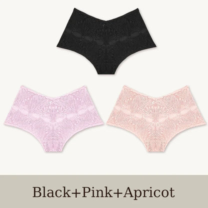 3Pcs Women's Seamless Lace Briefs Women Plus SizePanties Solid Color Breathable Underwear Female Low Waist Soft Lingerie S-XL.