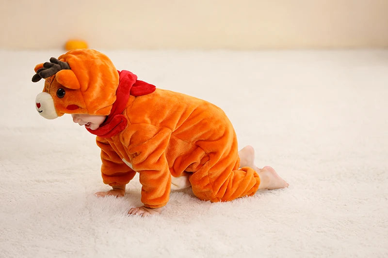 MICHLEY Winter Baby Strampler Mit Kapuze Flanell Cosplay Kleinkind Infant Kleidung Insgesamt Bodys Overall Kostüm Für Kinder Mädchen Junge