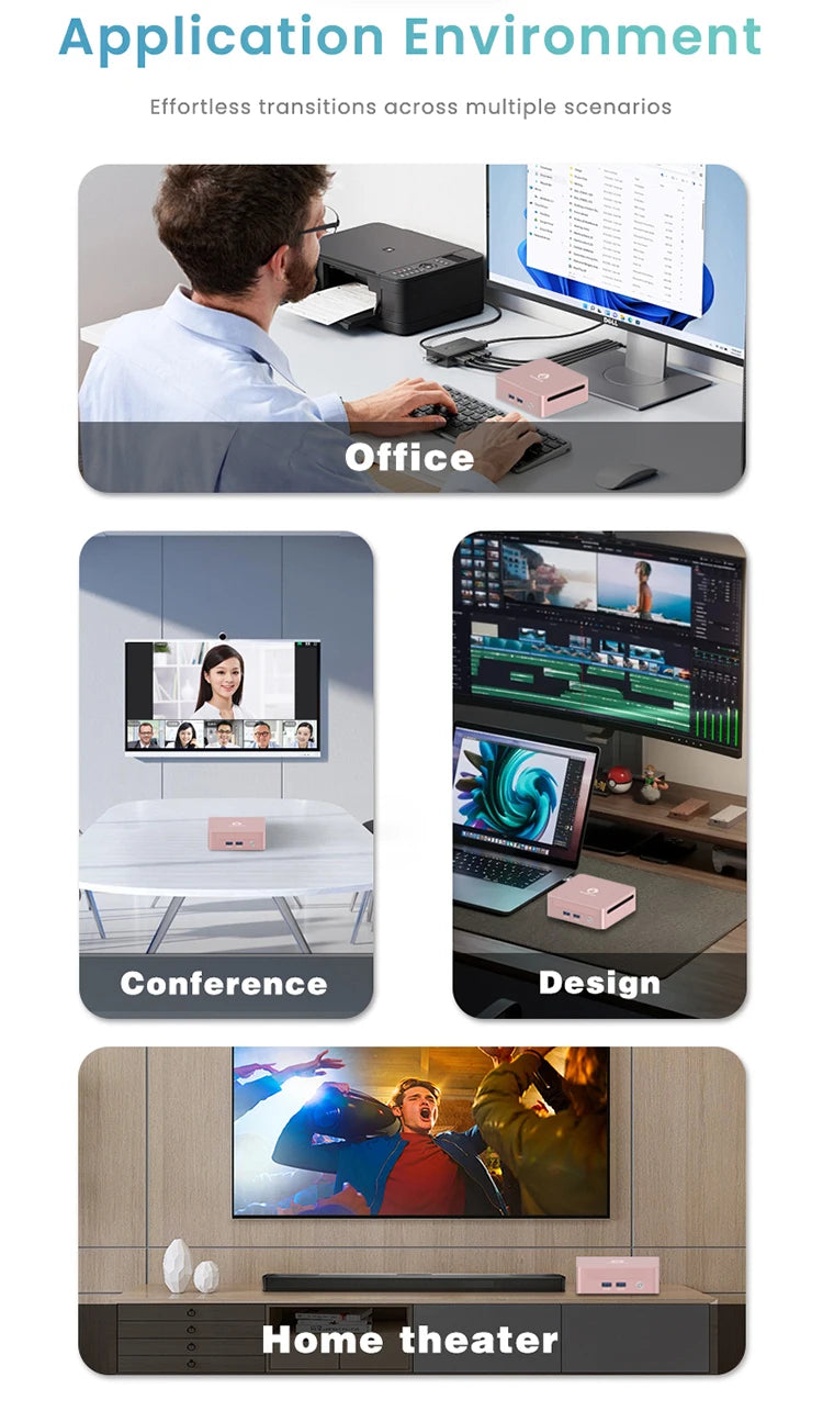 GenMachine Ryzen PRO 6800H MINI PC Windows 11 8C/16T 3.2Ghz LPDDR5 6400Mhz 24G RAM 256G ROM WIFI6 BT5.2 Diy Gaming Computer.