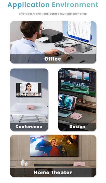 GenMachine Ryzen PRO 6800H MINI PC Windows 11 8C/16T 3.2Ghz LPDDR5 6400Mhz 24G RAM 256G ROM WIFI6 BT5.2 Diy Gaming Computer.