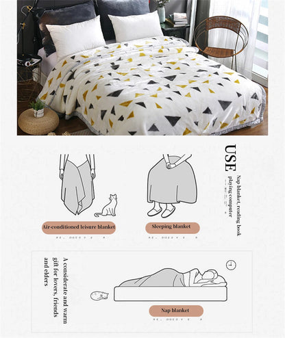 4.5kg Home Thicken Quilt Comforters Winter Warm Raschel Plush Blanket Print Throw Double Layer Fluffy Soft Quilt 200x230cm 이불 이불.
