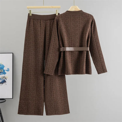 Women Sweater Wide Leg Pant Two Piece Set Muslim Knitted Pullover Casual Knit Outfits Suits Musulman Ensemble Autumn Winter 2025.