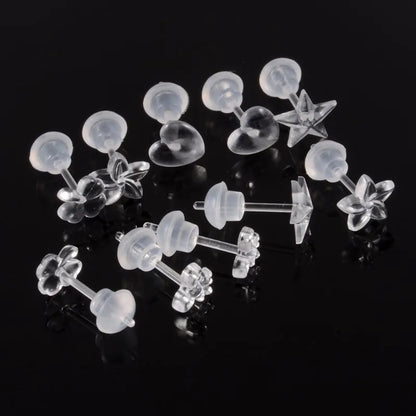 2/100Pcs Mini Resin Ear Studs for Women Anti-allergy Prevent Allergy Transparent Girls Invisible Cute Earring Piercing Jewelry.