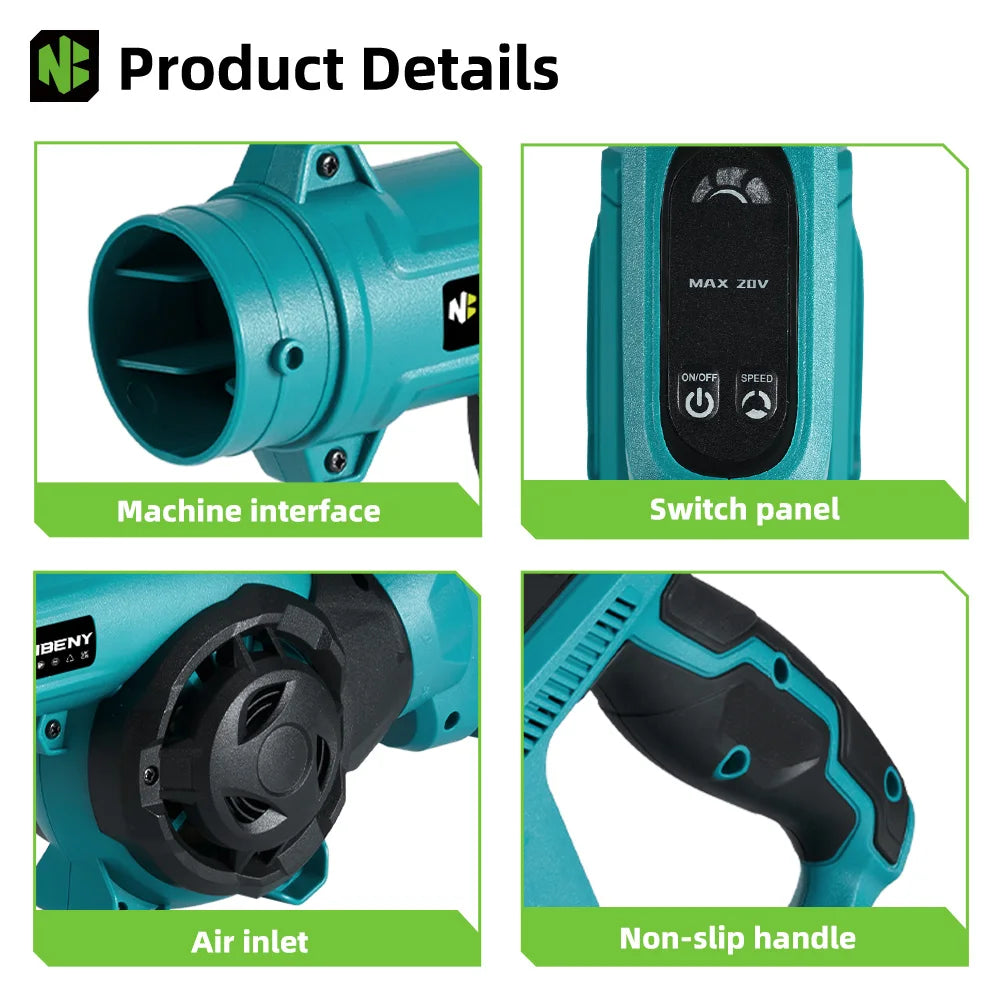 NEWBENY 3 Gänge bürstenloses elektrisches Luftgebläse, kabellos, verstellbare Rotation, Blatt-Schnee-Staubreiniger-Werkzeug für 21 V 18 V Batterie