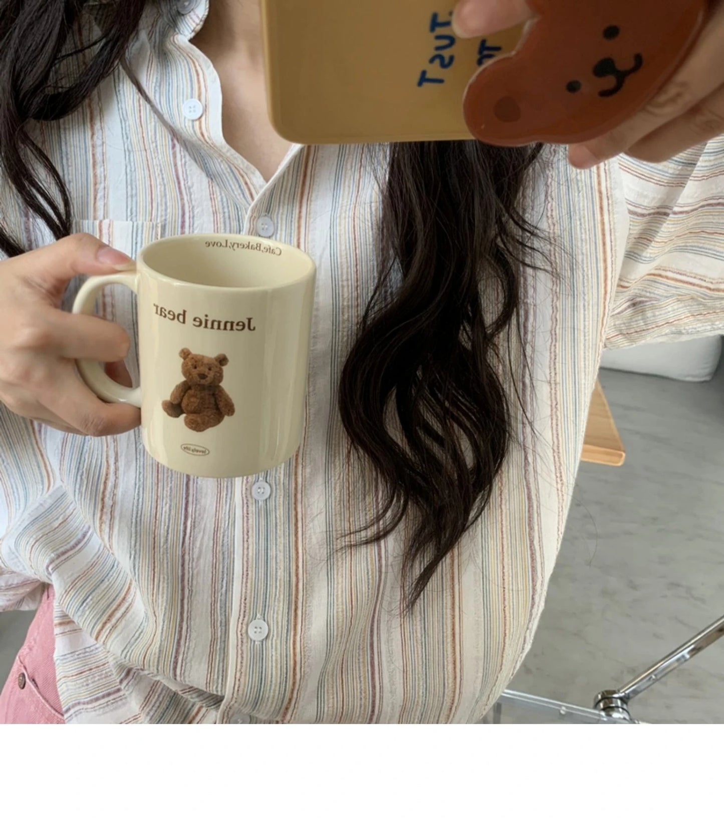 Vintage Office Lady Striped Shirt Spring Pocket Turn Down Collar Tops Korean Style Loose Long Sleeve Blouse Casual Women Clothes.