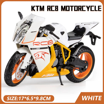 1:12 Scale KTM RC8 Alloy Motorcycle Model Diecast Car Toys for Boys Birthday Gift Toys Car Collection.